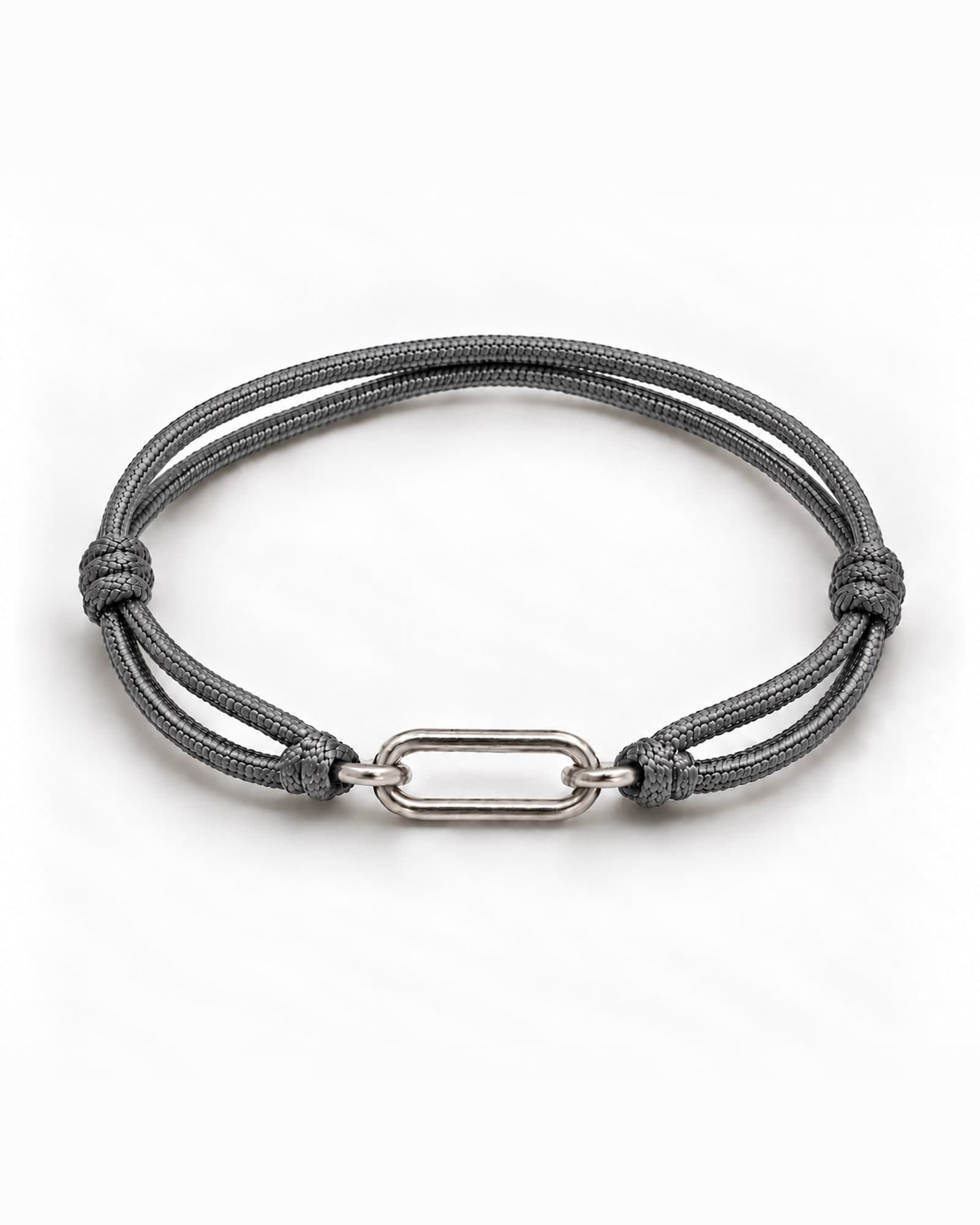 Pathway in sterling silver on Grey braided cord