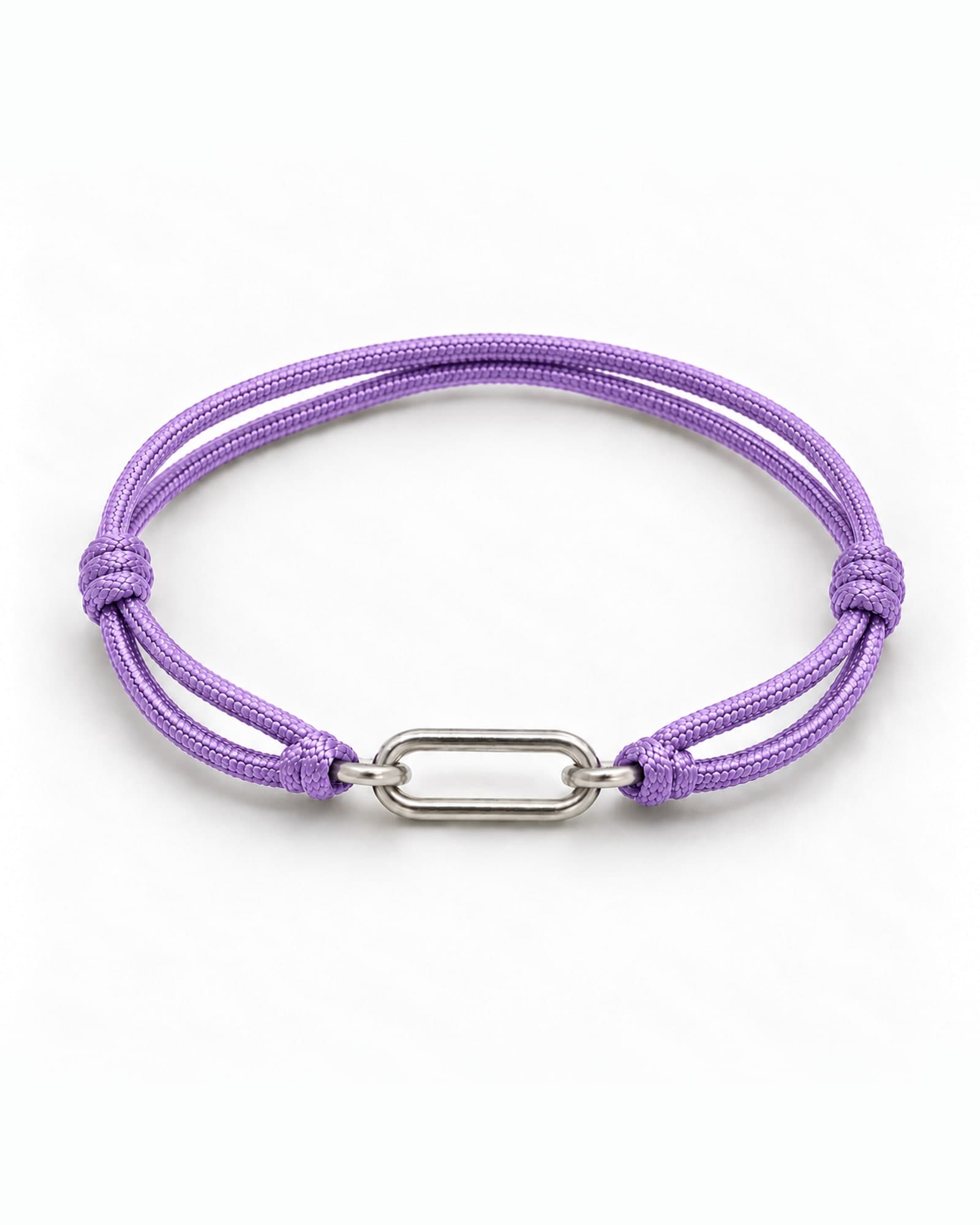 Pathway in sterling silver on Purple braided cord