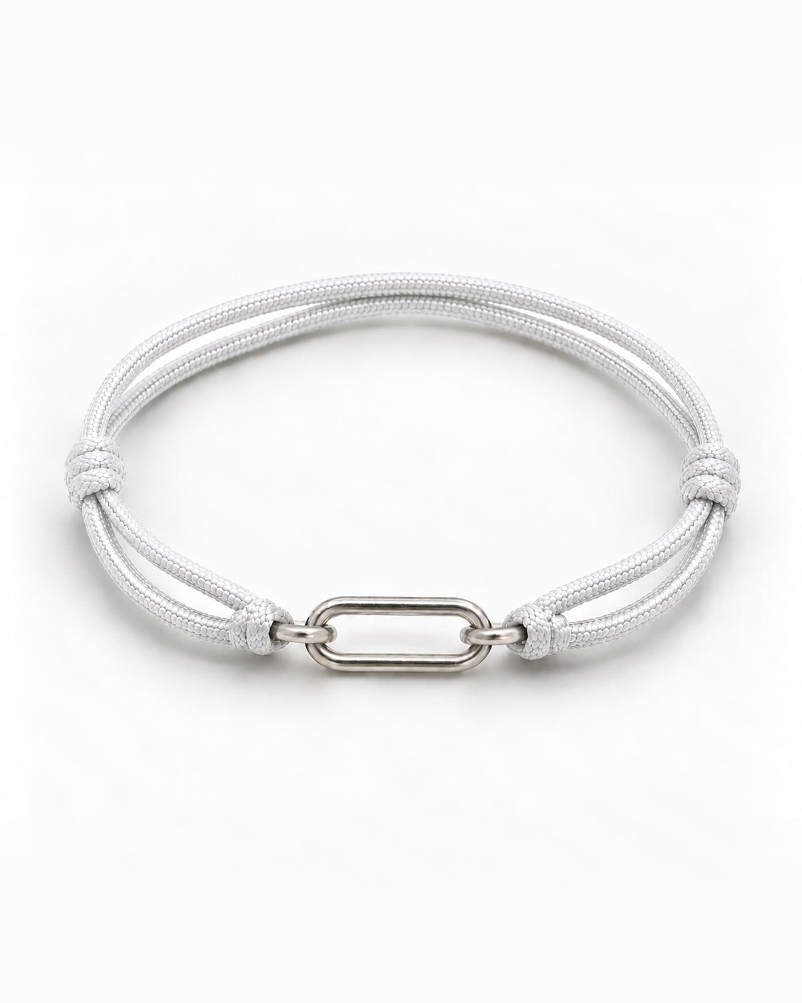 Pathway in sterling silver on White braided cord